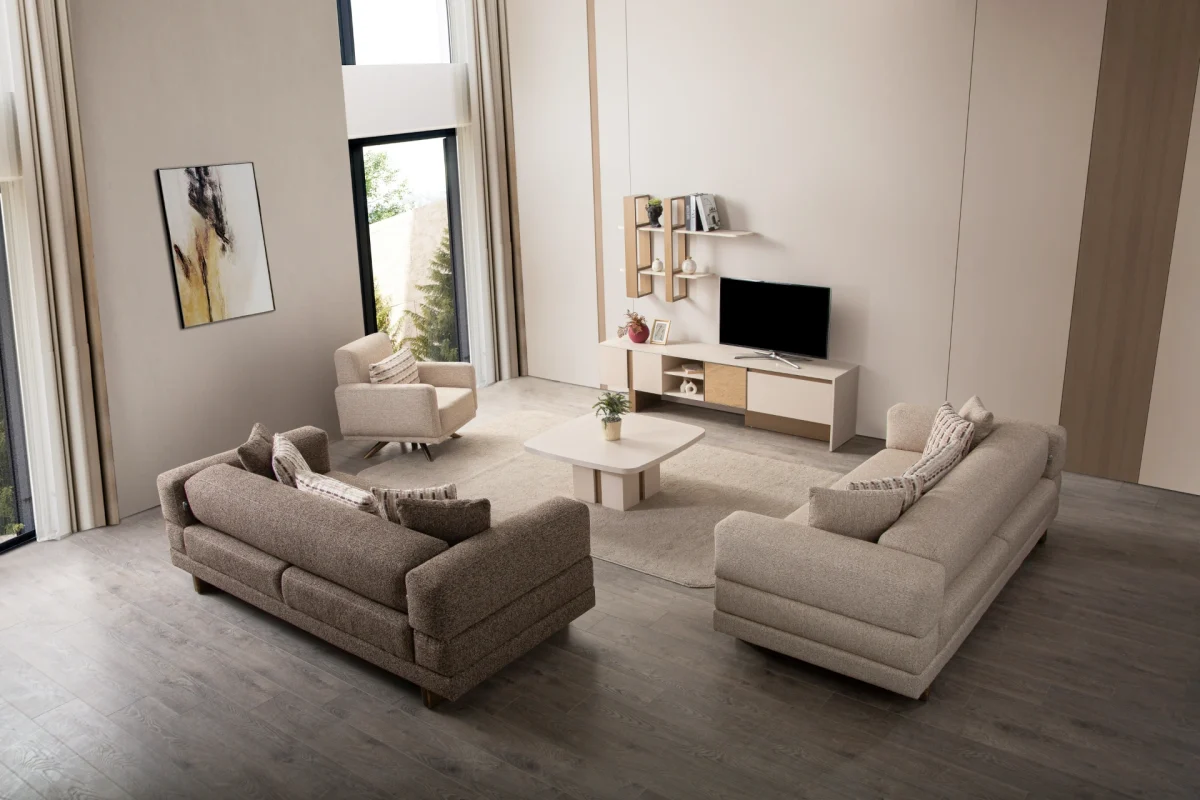 Experience the perfect blend of minimalist aesthetics and superior comfort. The Vento Sofa Set is designed for stylish European homes and is crafted from highly durable, premium textured fabric.