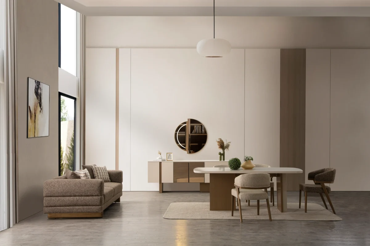 Experience the perfect blend of minimalist aesthetics and superior comfort. The Vento Sofa Set is designed for stylish European homes and is crafted from highly durable, premium textured fabric.