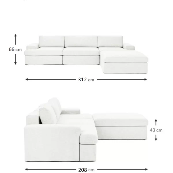 siesta pro modular sofa 4 modules off white linen feather