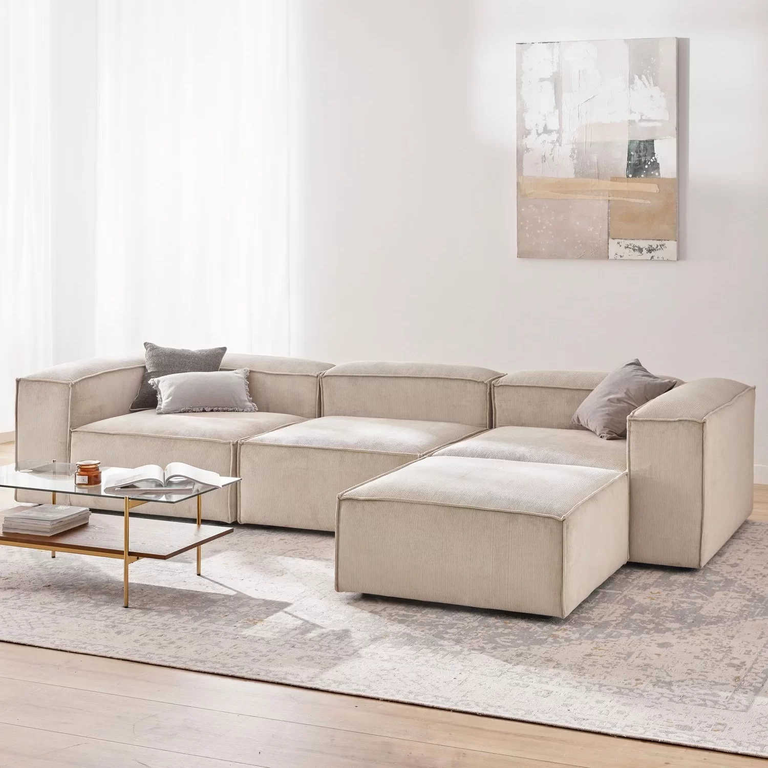 soft-modular-corner-set-corduroy-off-white-4 Soft Modular Corner Set - 4 Modules - Image 1
