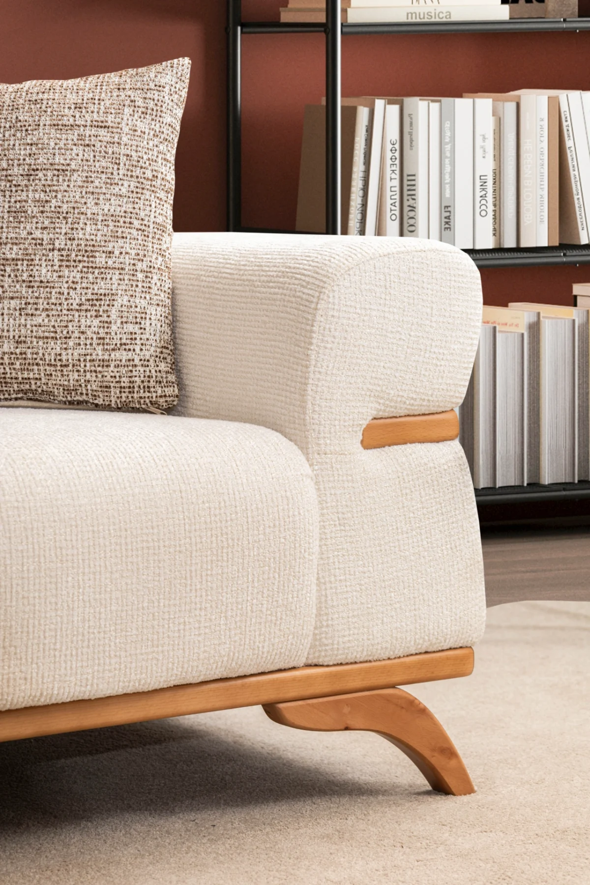 The Aero Sofa is a prime example of modern minimalist design. With its high-quality textured upholstery and frame, it offers unparalleled comfort and style for your living space.