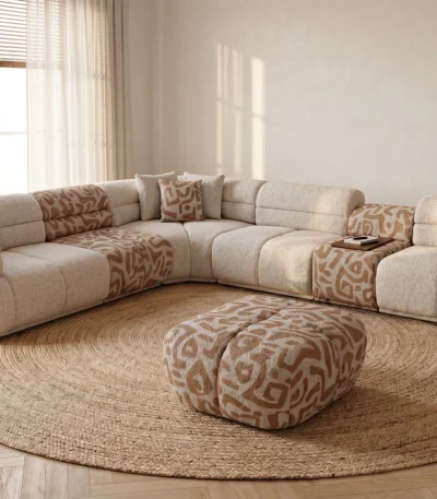 The meeting point of natural tones and unparalleled comfort. Bring a bohemian breeze to your living space with the Aloha Corner Sofa.