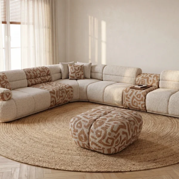 The meeting point of natural tones and unparalleled comfort. Bring a bohemian breeze to your living space with the Aloha Corner Sofa.