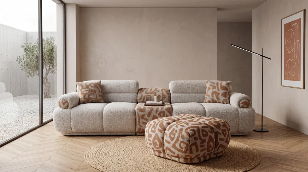The meeting point of natural tones and unparalleled comfort. Bring a bohemian breeze to your living space with the Aloha Corner Sofa.