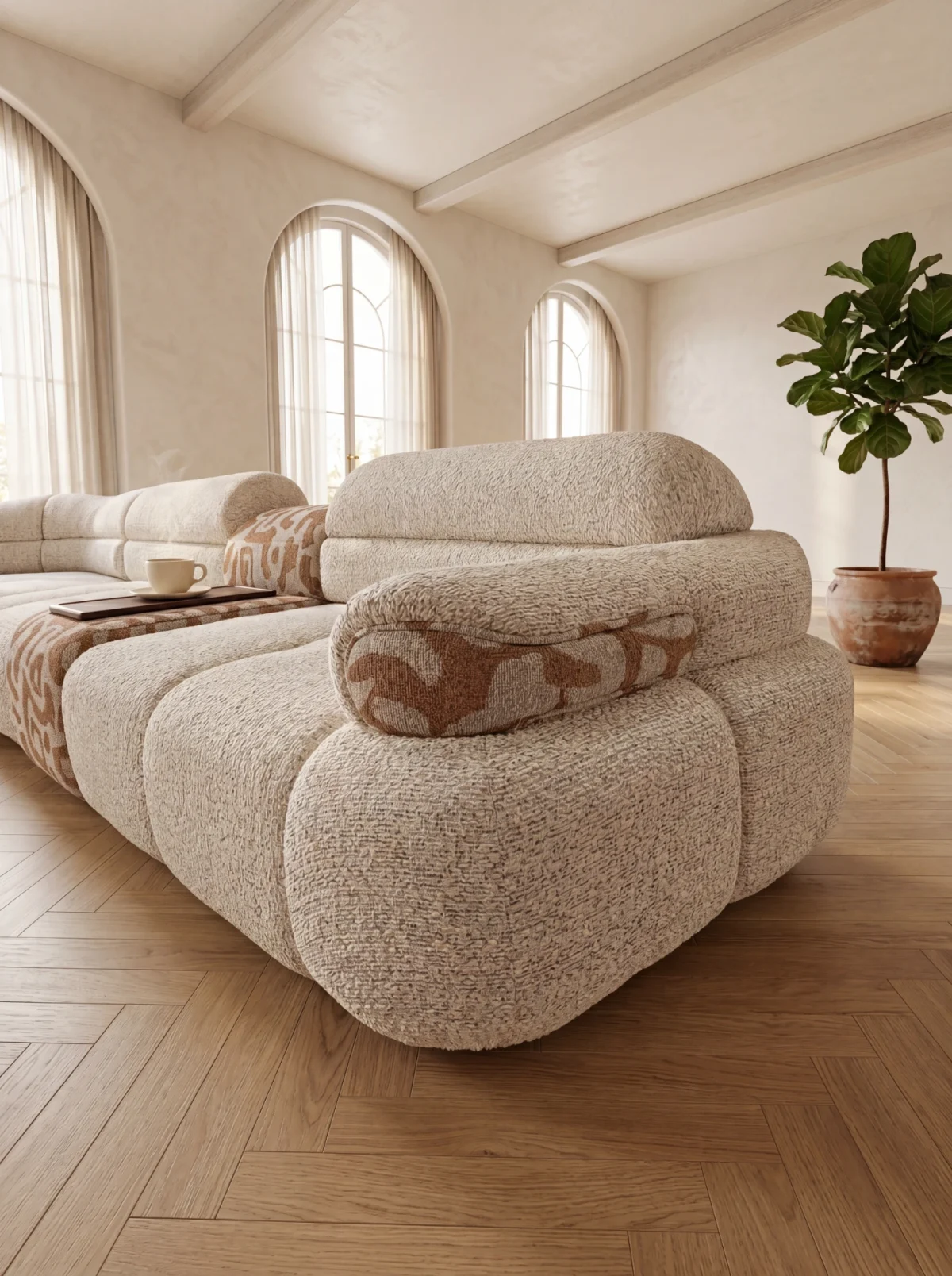 A meeting point of natural tones and unparalleled comfort. Bring a bohemian touch to your living space with the Aloha Corner Sofa.