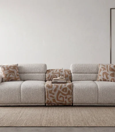 A meeting point of natural tones and unparalleled comfort. Bring a bohemian touch to your living space with the Aloha Sofa.