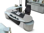 Le bureau Alpha Executive est un chef-d'œuvre du design de bureau moderne. Son plateau spacieux et ses espaces de rangement intégrés lui confèrent une forme élégante et minimaliste, idéale pour les dirigeants d'aujourd'hui.