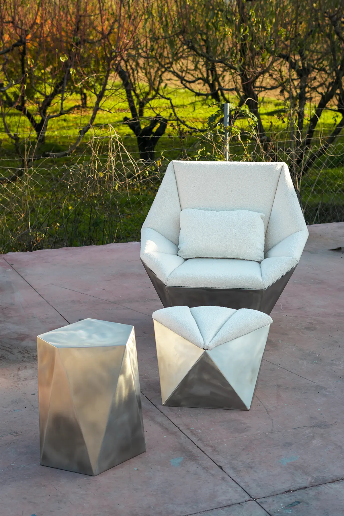 Axis Armchair - Stainless Steel Bergere - SofaTurkey 4 Axis Armchair - Stainless Steel Lounge Chair - Image 1