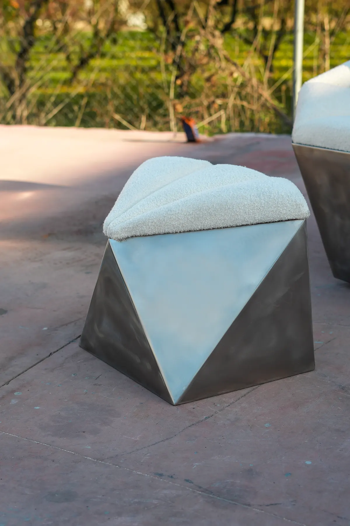 Axis Ottoman - Stainless Steel Stool - SofaTurkey Axis Ottoman - Stainless Steel Stool - Image 1