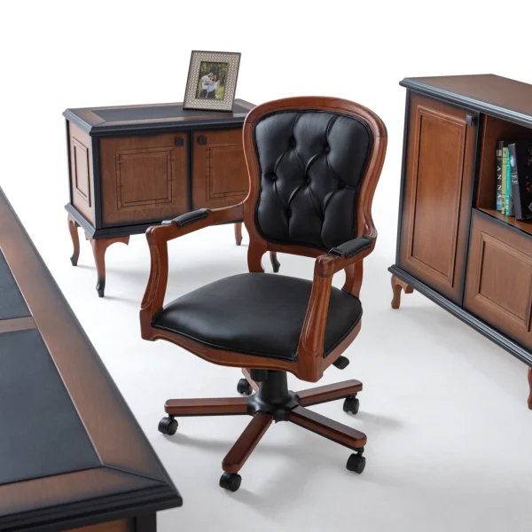 De Beatrice directiestoel is de perfecte combinatie van neoklassieke elegantie en moderne kantoorergonomie.