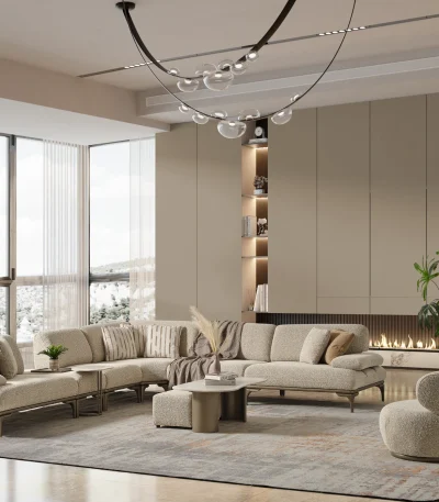 The Bolis Corner Sofa Set redefines the modern living space. With its unique texture and fabric, it offers a sophisticated modular solution for contemporary European homes.