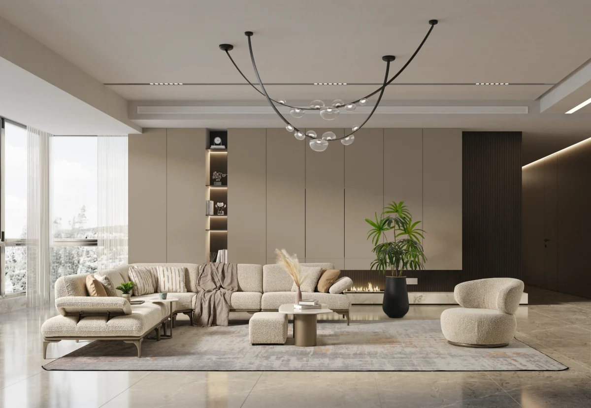 The Bolis Corner Sofa Set redefines the modern living space. With its unique texture and fabric, it offers a sophisticated modular solution for contemporary European homes.