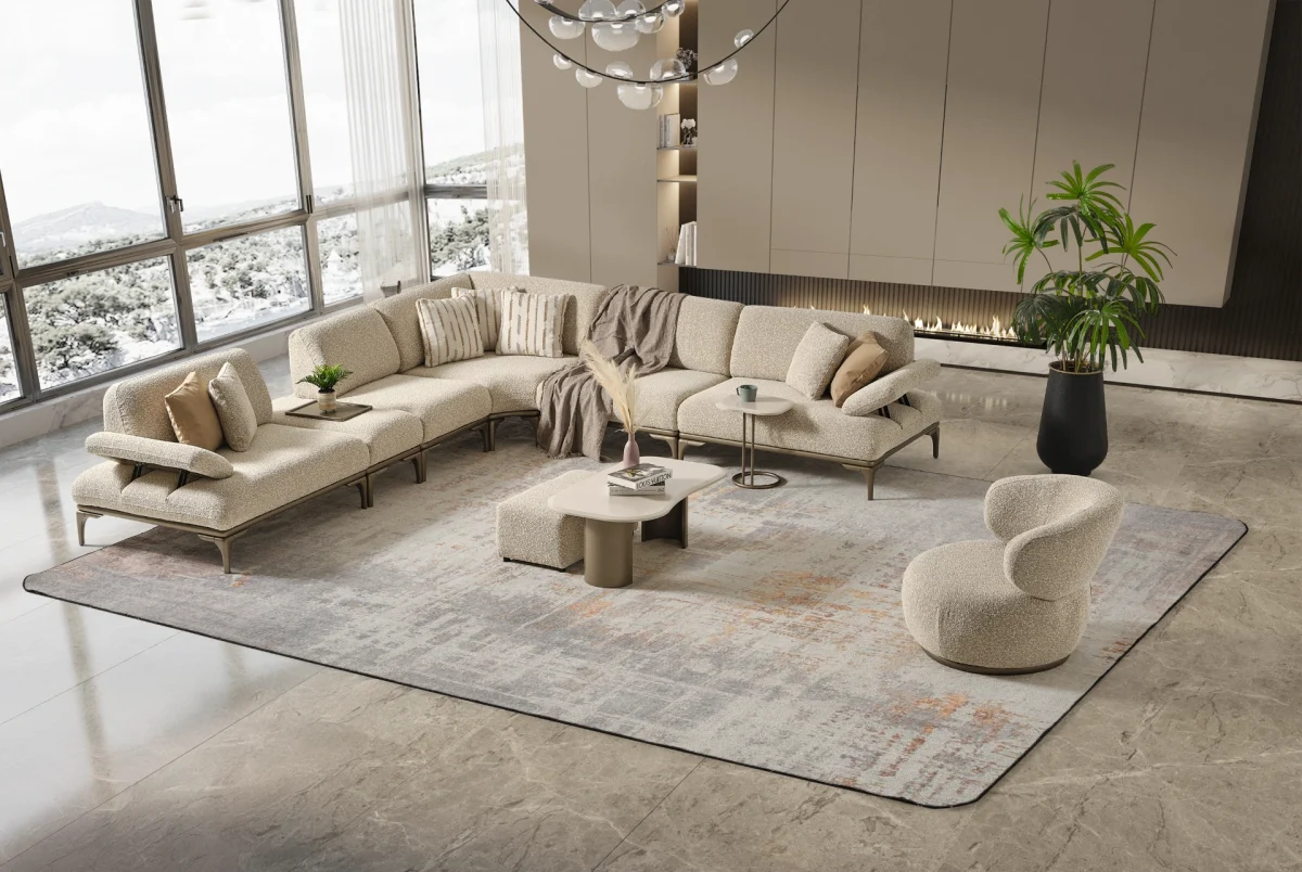 The Bolis Corner Sofa Set redefines the modern living space. With its unique texture and fabric, it offers a sophisticated modular solution for contemporary European homes.