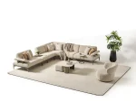 The Bolis Corner Sofa Set redefines the modern living space. With its unique texture and fabric, it offers a sophisticated modular solution for contemporary European homes.