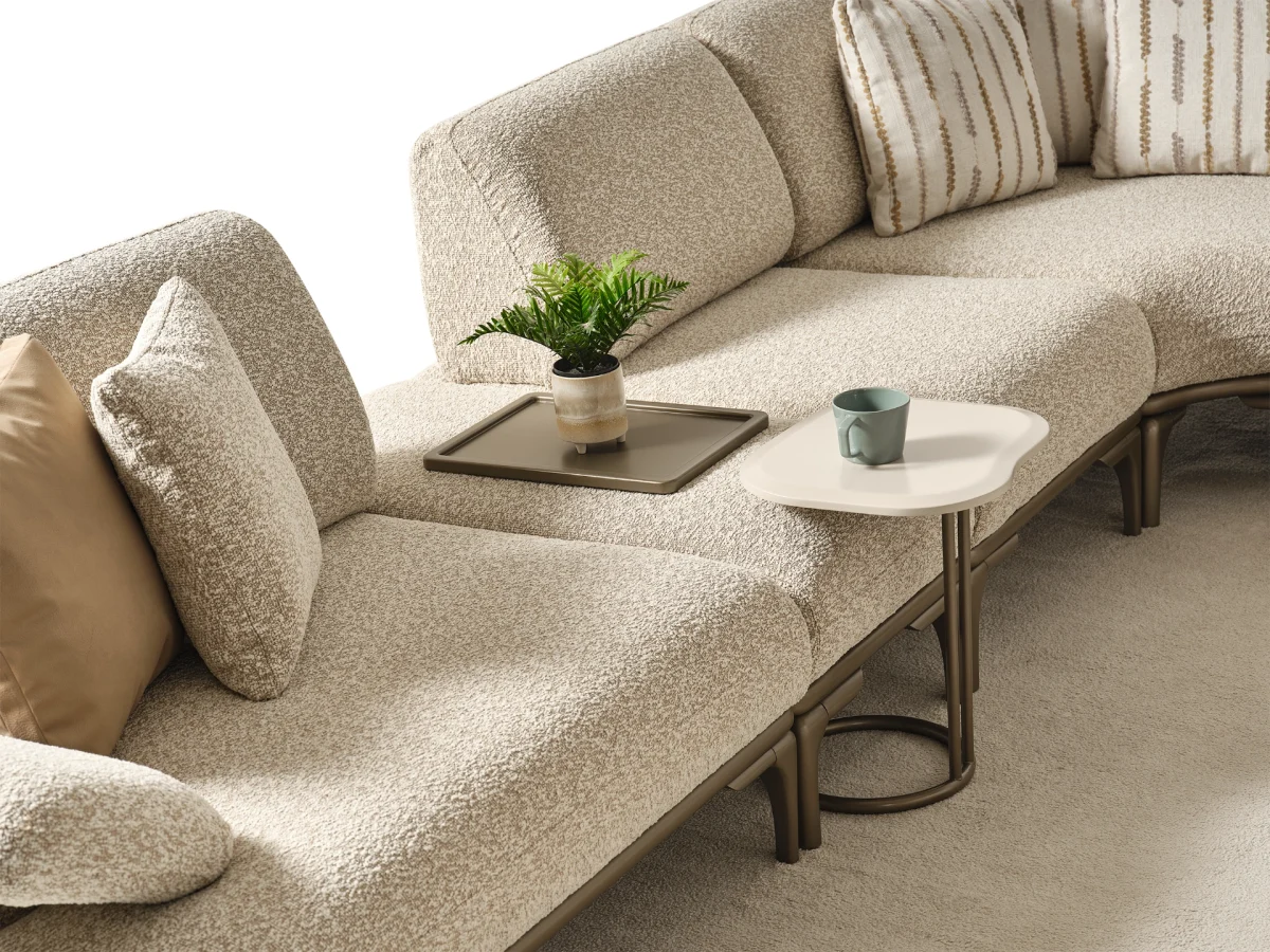 The Bolis Corner Sofa redefines the modern living space. With its unique texture and fabric, it offers a sophisticated modular solution for contemporary European homes.