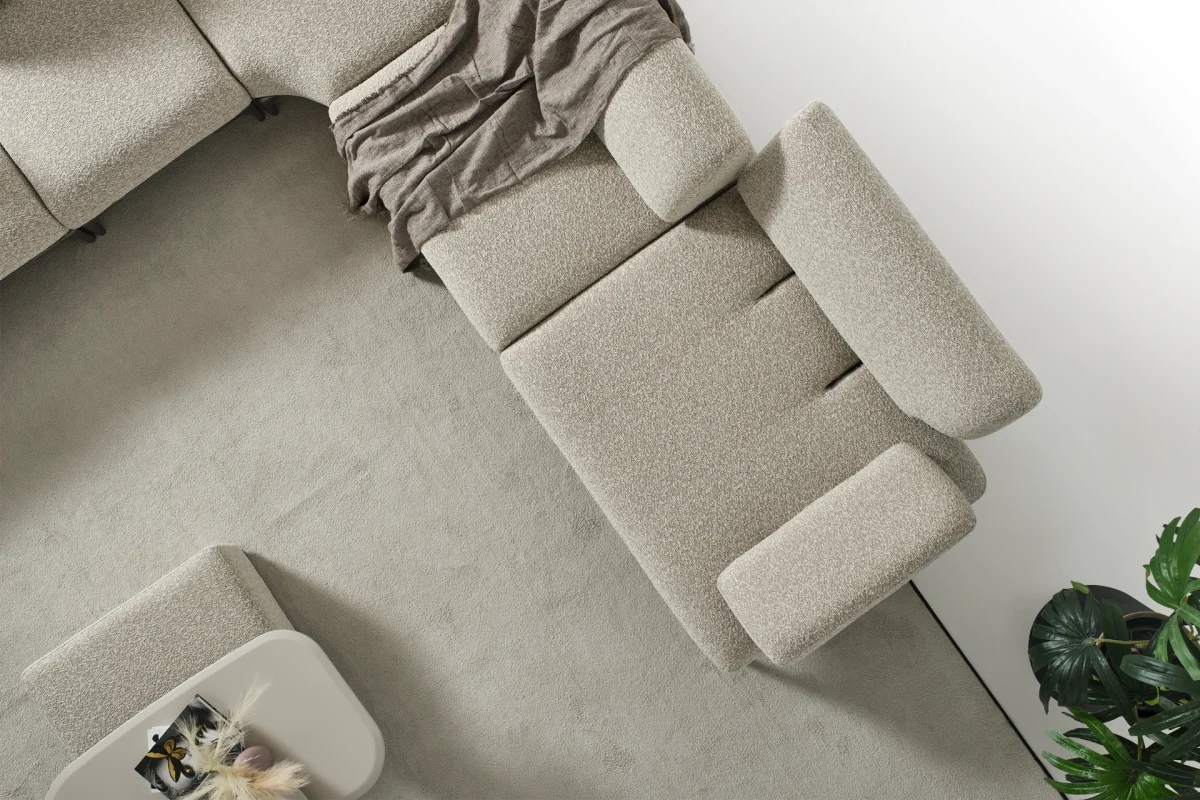 The Bolis Corner Sofa redefines the modern living space. With its unique texture and fabric, it offers a sophisticated modular solution for contemporary European homes.
