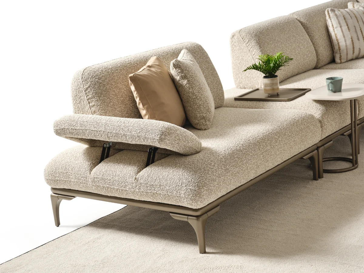 The Bolis Corner Sofa redefines the modern living space. With its unique texture and fabric, it offers a sophisticated modular solution for contemporary European homes.