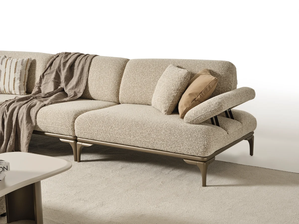 The Bolis Corner Sofa redefines the modern living space. With its unique texture and fabric, it offers a sophisticated modular solution for contemporary European homes.