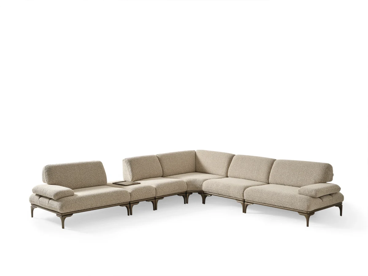 The Bolis Corner Sofa redefines the modern living space. With its unique texture and fabric, it offers a sophisticated modular solution for contemporary European homes.