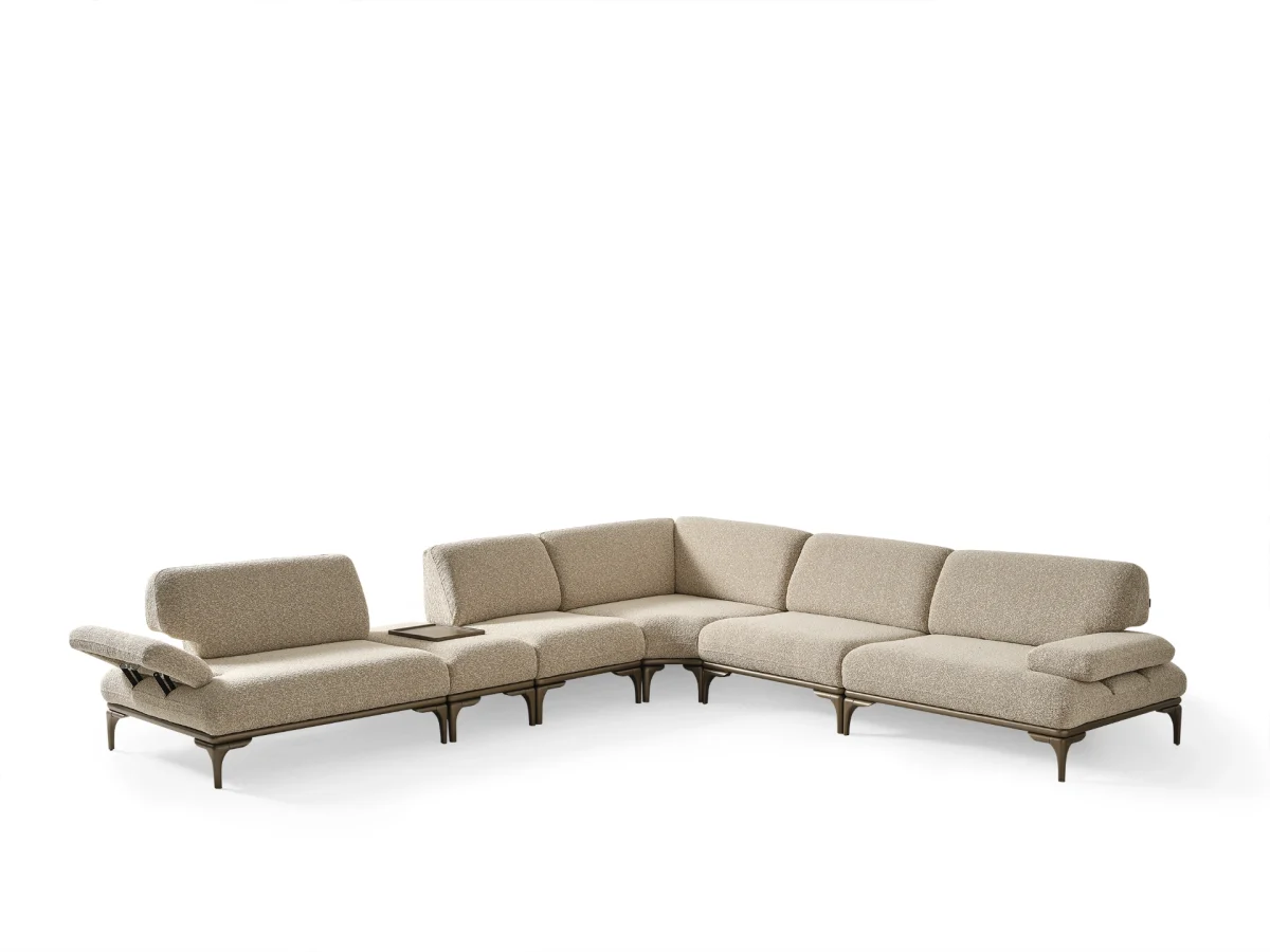 The Bolis Corner Sofa redefines the modern living space. With its unique texture and fabric, it offers a sophisticated modular solution for contemporary European homes.
