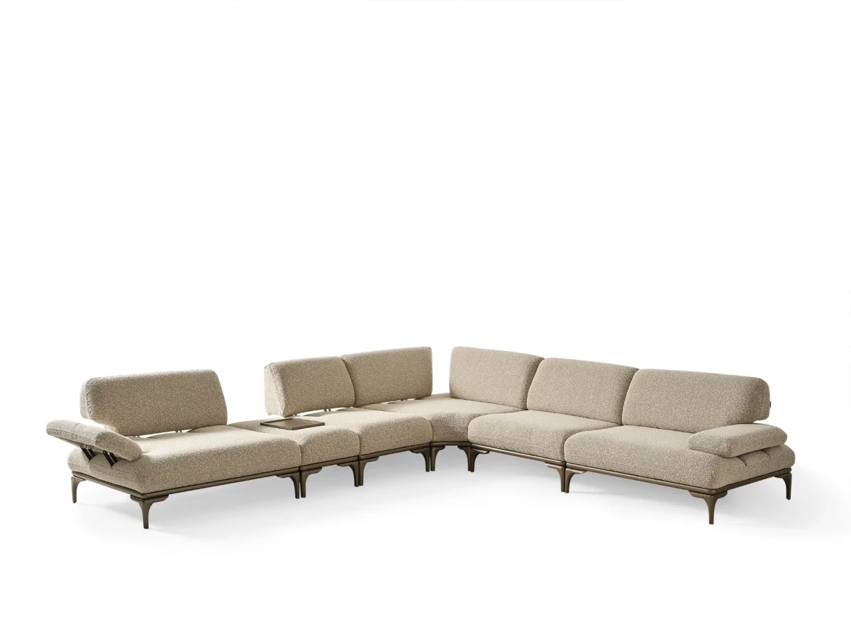 The Bolis Corner Sofa redefines the modern living space. With its unique texture and fabric, it offers a sophisticated modular solution for contemporary European homes.