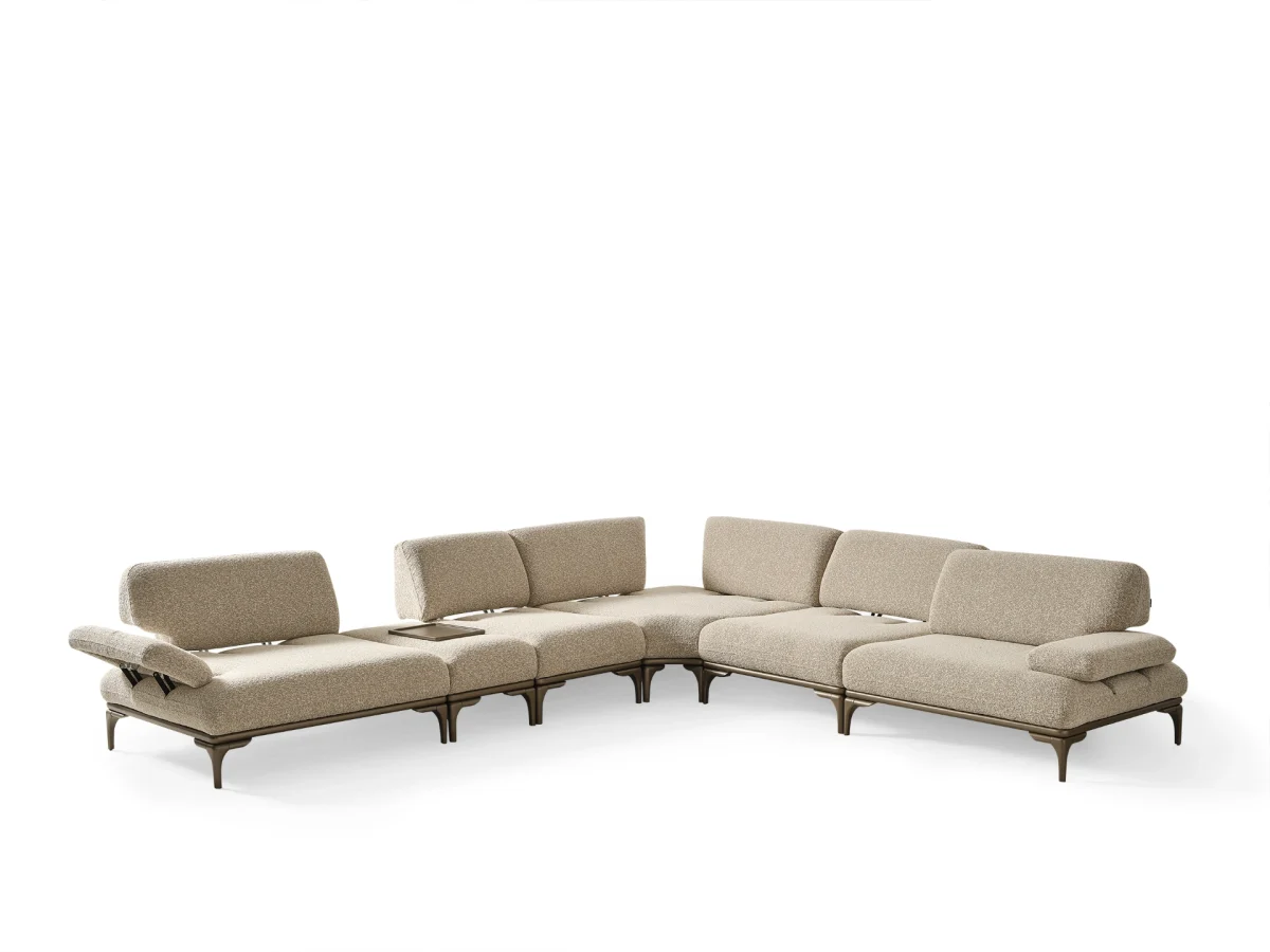 The Bolis Corner Sofa redefines the modern living space. With its unique texture and fabric, it offers a sophisticated modular solution for contemporary European homes.