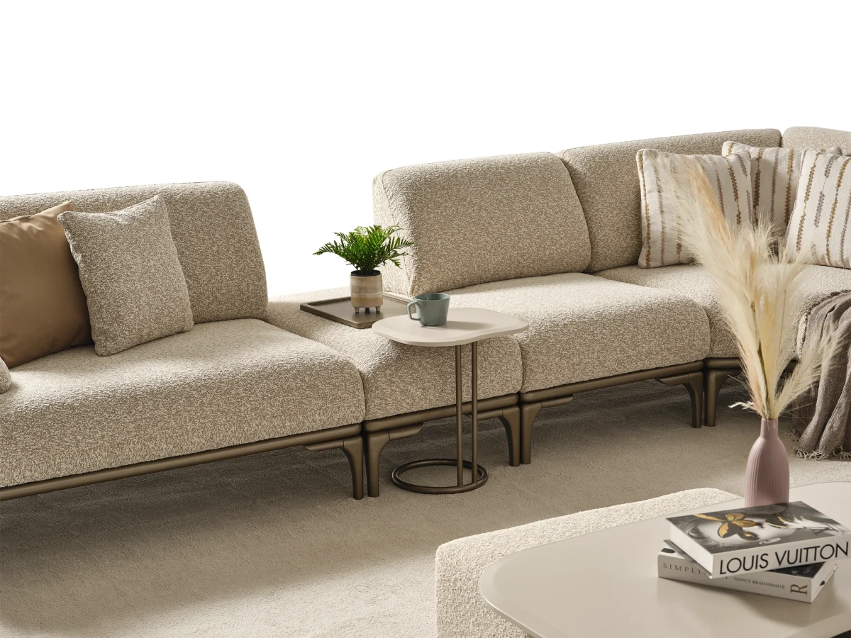 The Bolis Corner Sofa redefines the modern living space. With its unique texture and fabric, it offers a sophisticated modular solution for contemporary European homes.