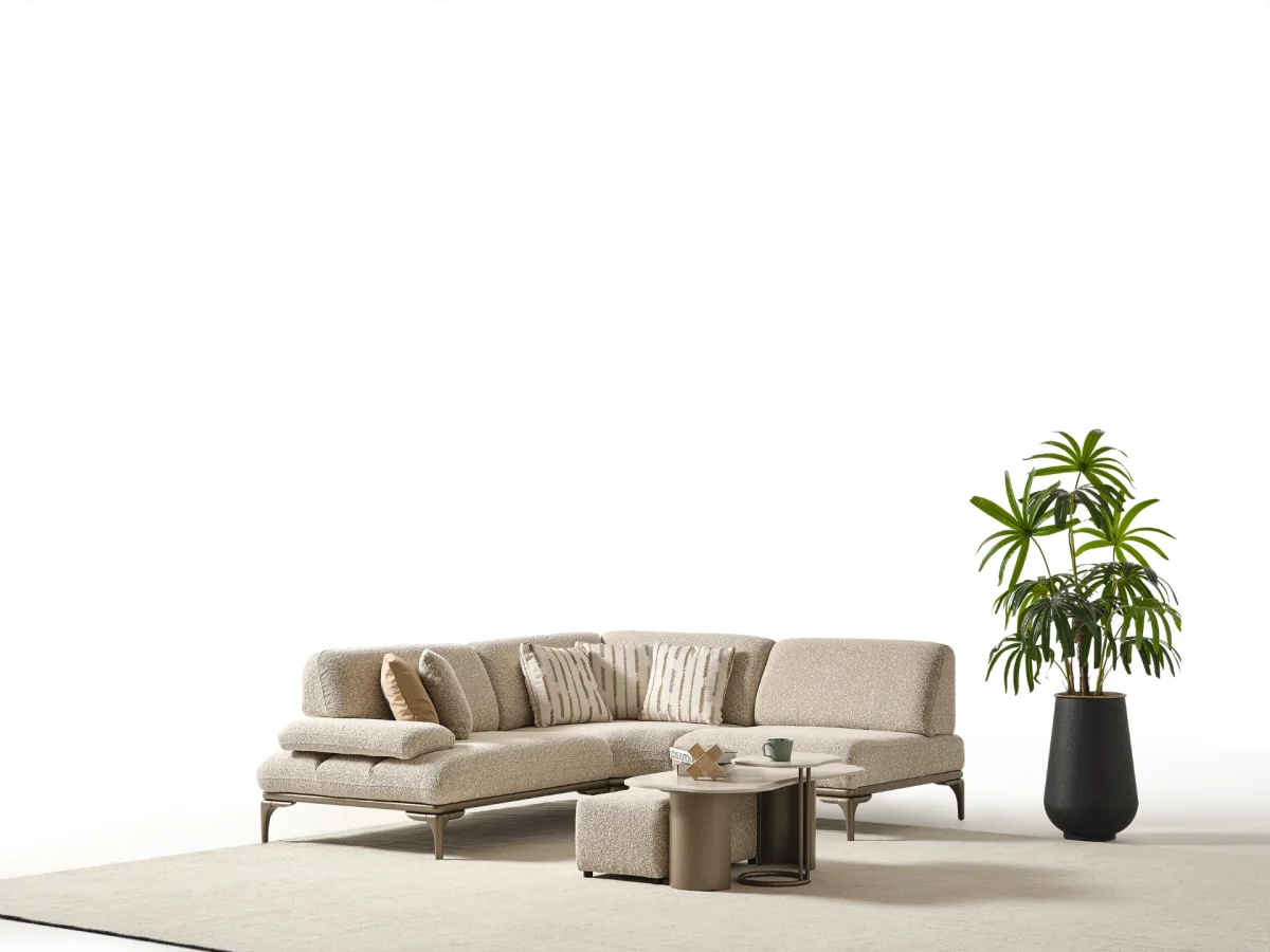 The Bolis Corner Sofa redefines the modern living space. With its unique texture and fabric, it offers a sophisticated modular solution for contemporary European homes.