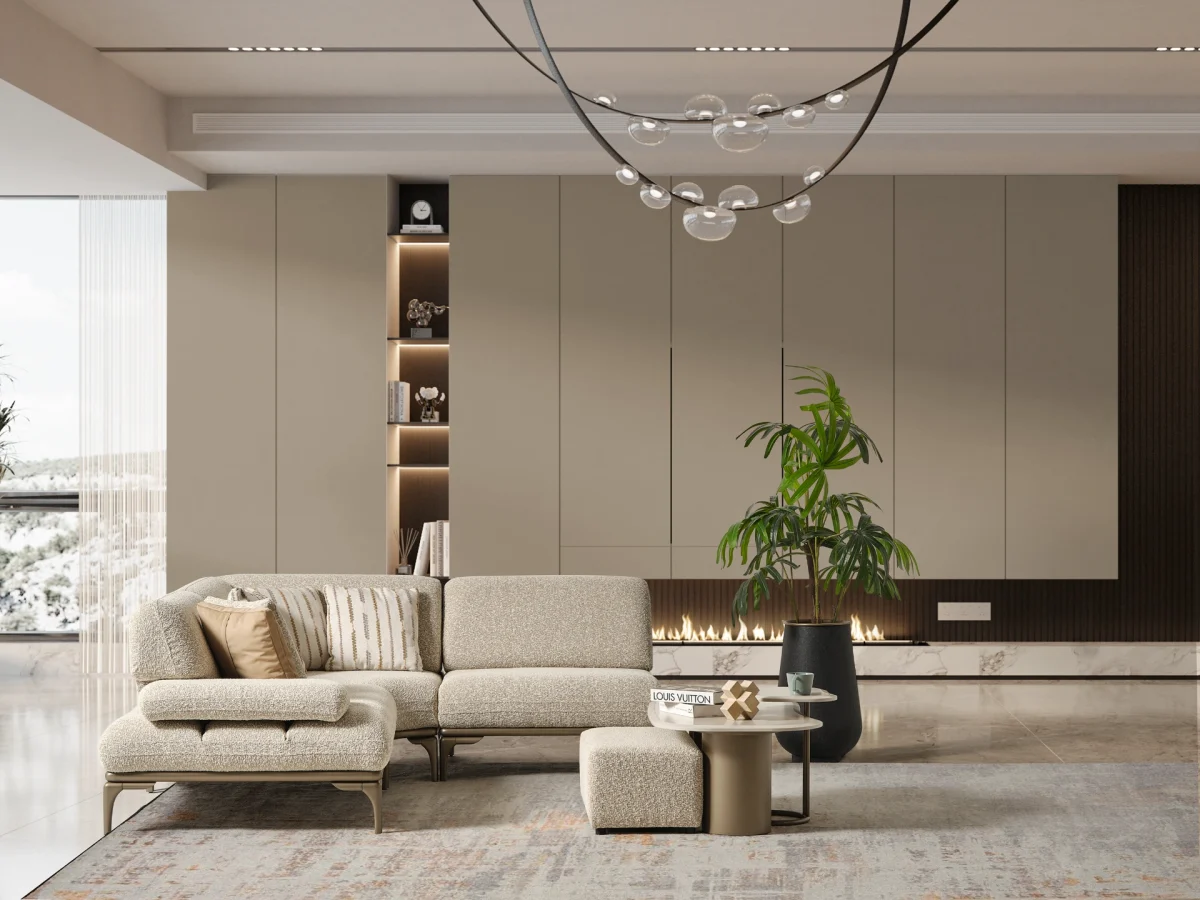 The Bolis Corner Sofa redefines the modern living space. With its unique texture and fabric, it offers a sophisticated modular solution for contemporary European homes.