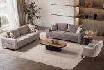 Bria Set Sofa featuring two modern convertible sofas and a high-back armchair arranged in a living room setting.