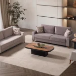 Bria Set Sofa featuring two modern convertible sofas and a high-back armchair arranged in a living room setting.