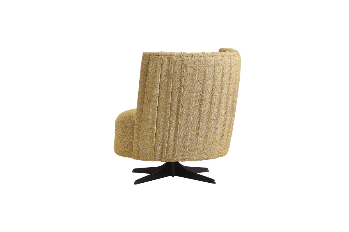 Elevate your interior with the Cloud Armchair. It stands out with its unique vertical stitching on the backrest, vibrant mustard yellow texture, and smooth base for superior functional luxury.