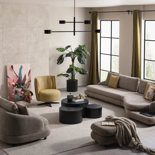 Transform your living space with the Cloud Sofa Set. It features organic shapes, stylish upholstery, and a modular design that adapts to your lifestyle and comfort needs.