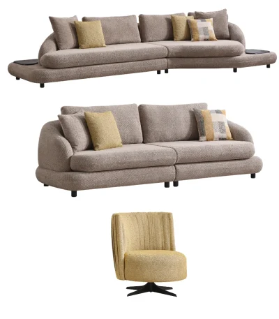 Transform your living space with the Cloud Sofa Set. It features organic shapes, stylish upholstery, and a modular design that adapts to your lifestyle and comfort needs.