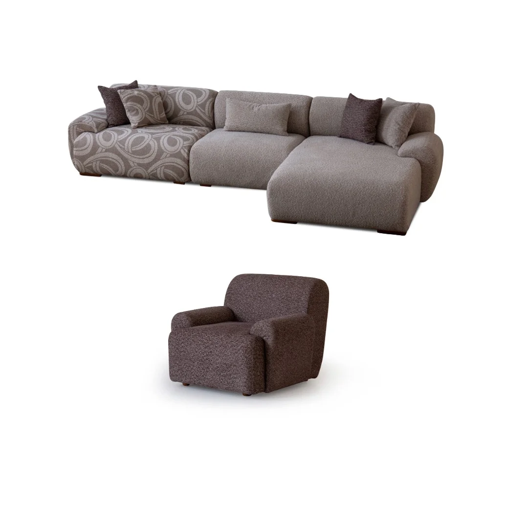 Elegante Corner Sofa Set - Living Room Sofas - Turkish Premium Modern Sofas - SofaTurkey Elegante Corner Sofa Set - Image 1