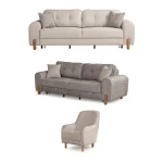 The Elina Sofa Set redefines contemporary lifestyle with its unique textured upholstery and minimalist silhouette. It's designed for those who value both aesthetic elegance and everyday durability.