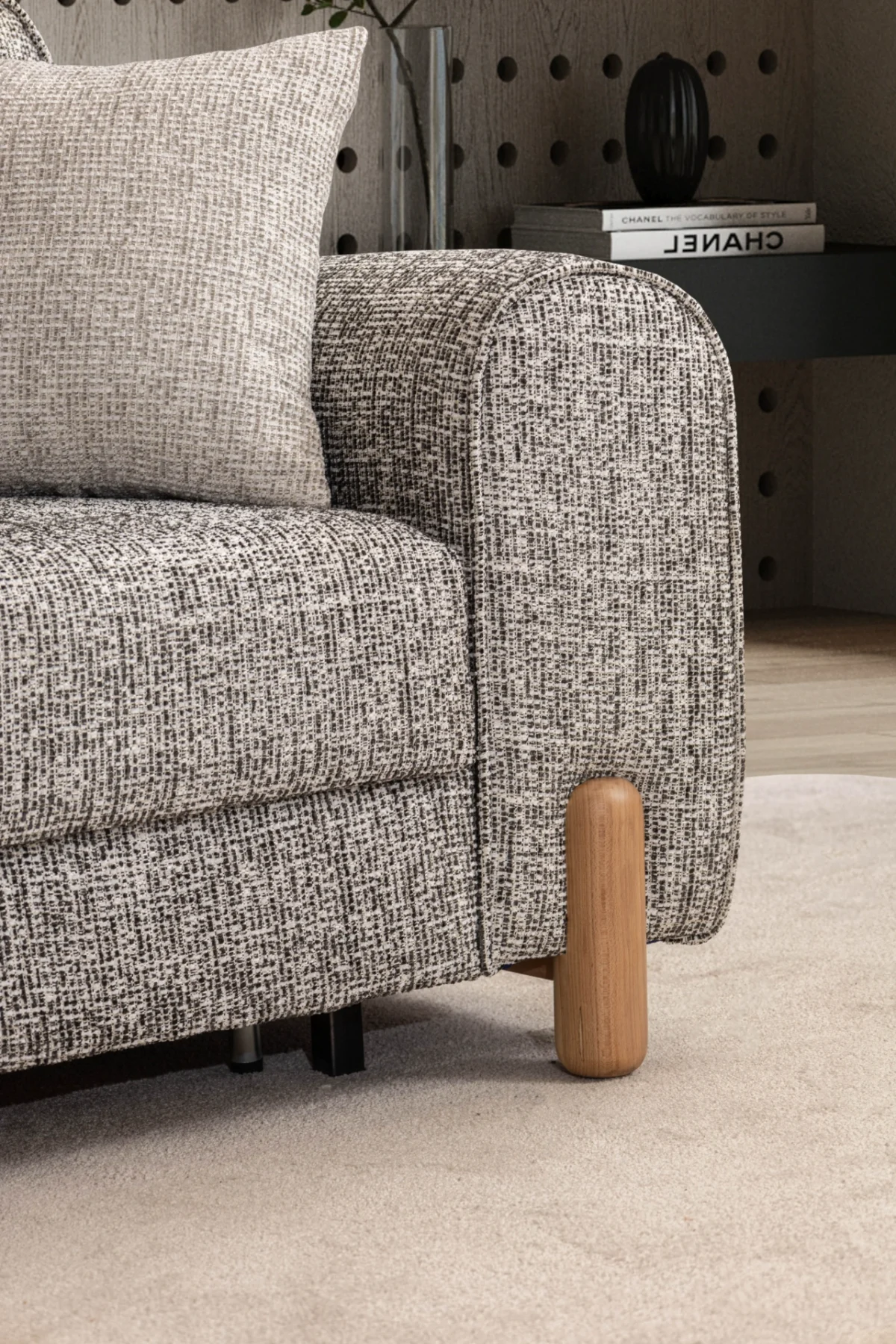 The Elina Sofa combines a simple and minimalist silhouette with rich tactile textures. With its ergonomic support and natural details, it creates the perfect focal point for any modern European home.