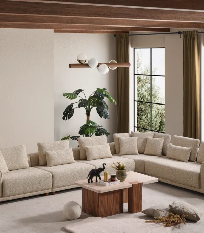 The Elysian Modular Corner Sofa redefines the seating experience with its cloud-soft comfort and stylish fabric upholstery. A versatile masterpiece designed for modern European living spaces.