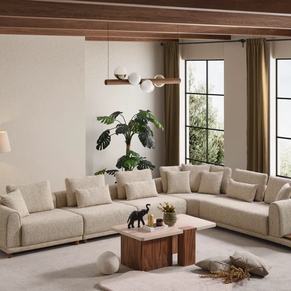 The Elysian Modular Corner Sofa redefines the seating experience with its cloud-soft comfort and stylish fabric upholstery. A versatile masterpiece designed for modern European living spaces.