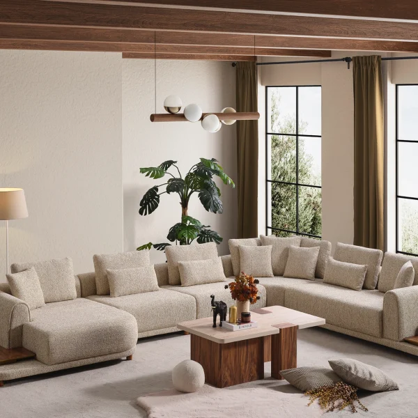 The Elysian Modular Corner Sofa redefines the seating experience with its cloud-soft comfort and stylish fabric upholstery. A versatile masterpiece designed for modern European living spaces.
