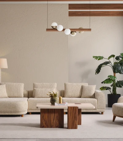 De Elysian modulaire hoekbank herdefinieert de zitervaring met zijn wolkachtige comfort en stijlvolle stoffen bekleding. Een veelzijdig meesterwerk, ontworpen voor moderne Europese woonruimtes.