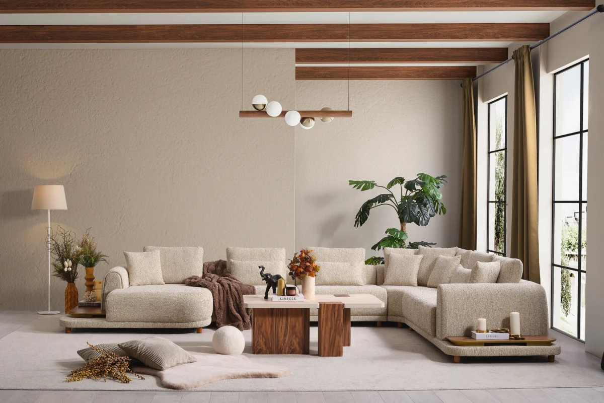 The Elysian Modular Corner Sofa redefines the seating experience with its cloud-soft comfort and stylish fabric upholstery. A versatile masterpiece designed for modern European living spaces.