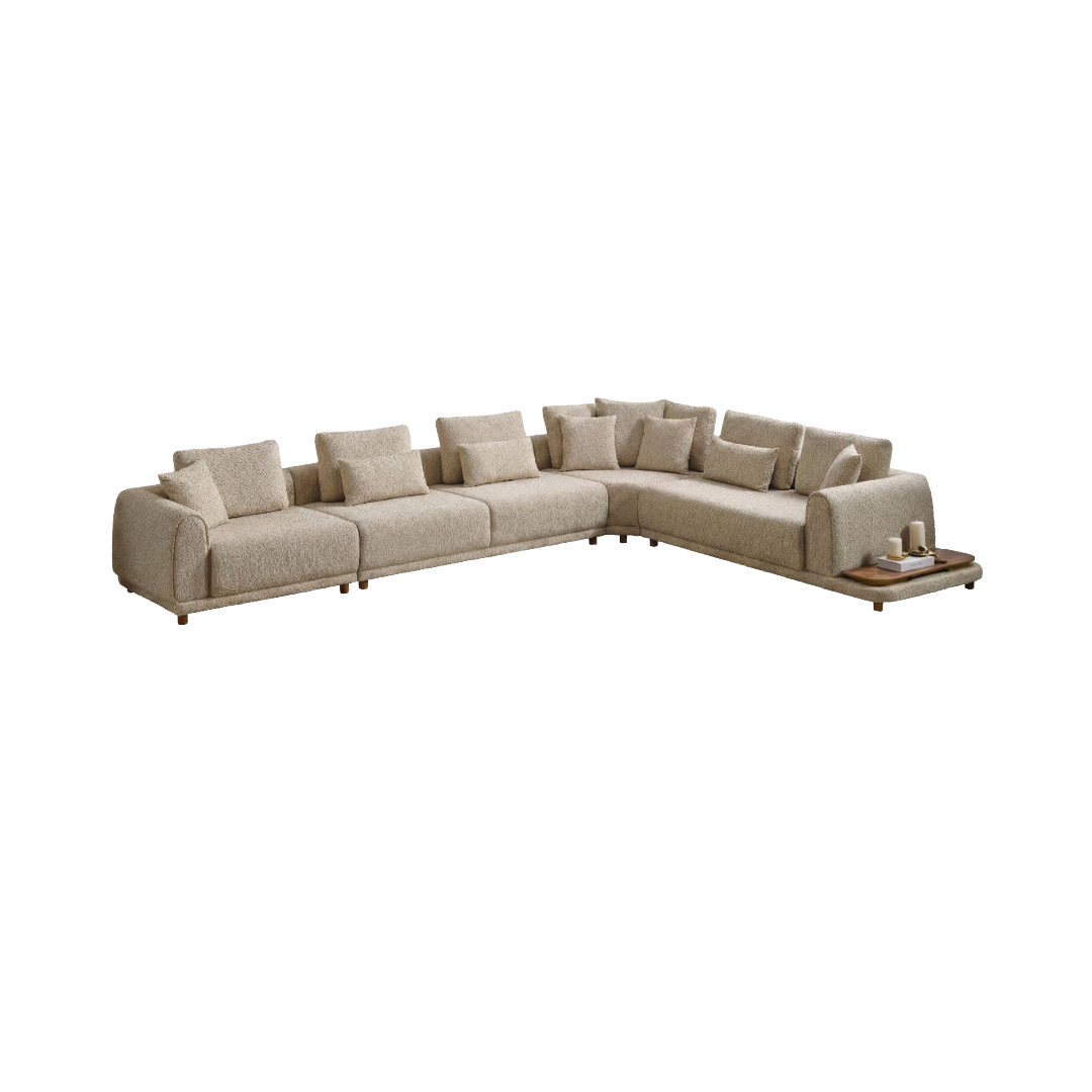 Elysian Corner Sofa SofaTurkey Modern Contemporary Luxury ModularDesign TurkishFurniture InteriorDesignEU LuxuryLiving HomeDecor The Elysian Corner Sofa redefines seating with its cloud-like comfort, stylish upholstery, and integrated side tables. A versatile masterpiece for the modern European lifestyle.