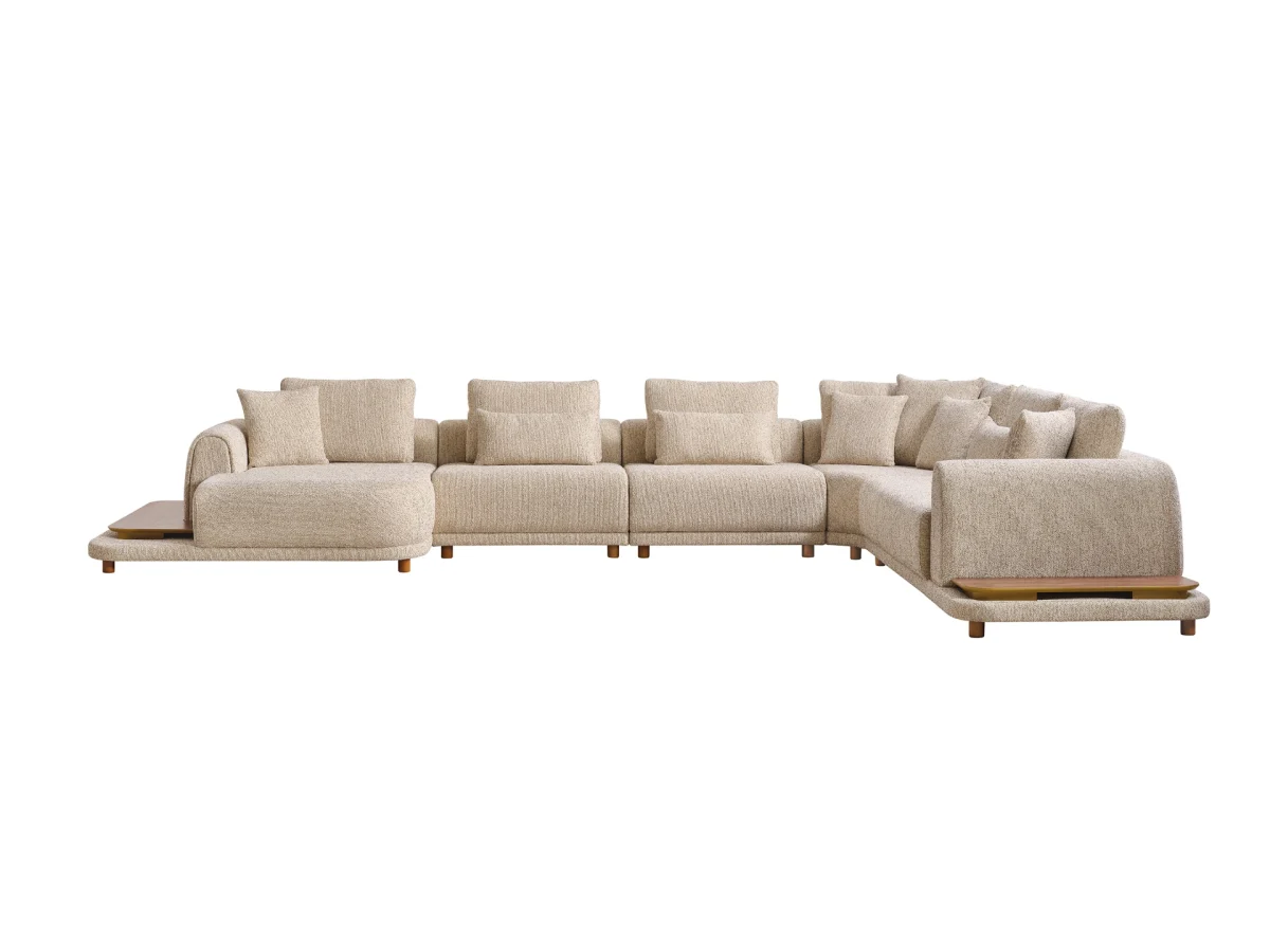 The Elysian Corner Sofa redefines seating with its cloud-like comfort, stylish upholstery, and integrated side tables. A versatile masterpiece for the modern European lifestyle.