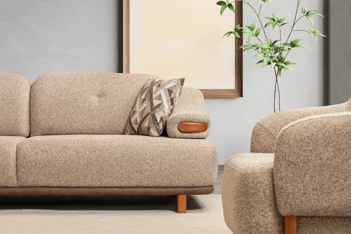 The Estelle Sofa Set combines the fashionable warmth of fabric with timeless elegance. It's the perfect centerpiece for a sophisticated European living room.