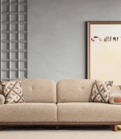 The Estelle Sofa Set combines the fashionable warmth of fabric with timeless elegance. It's the perfect centerpiece for a sophisticated European living room.