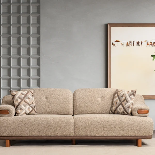 The Estelle Sofa Set combines the fashionable warmth of fabric with timeless elegance. It's the perfect centerpiece for a sophisticated European living room.