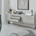 The Freya Office Console is the perfect blend of futuristic design and high-capacity storage. Elevate your executive office with this stylish, streamlined console.