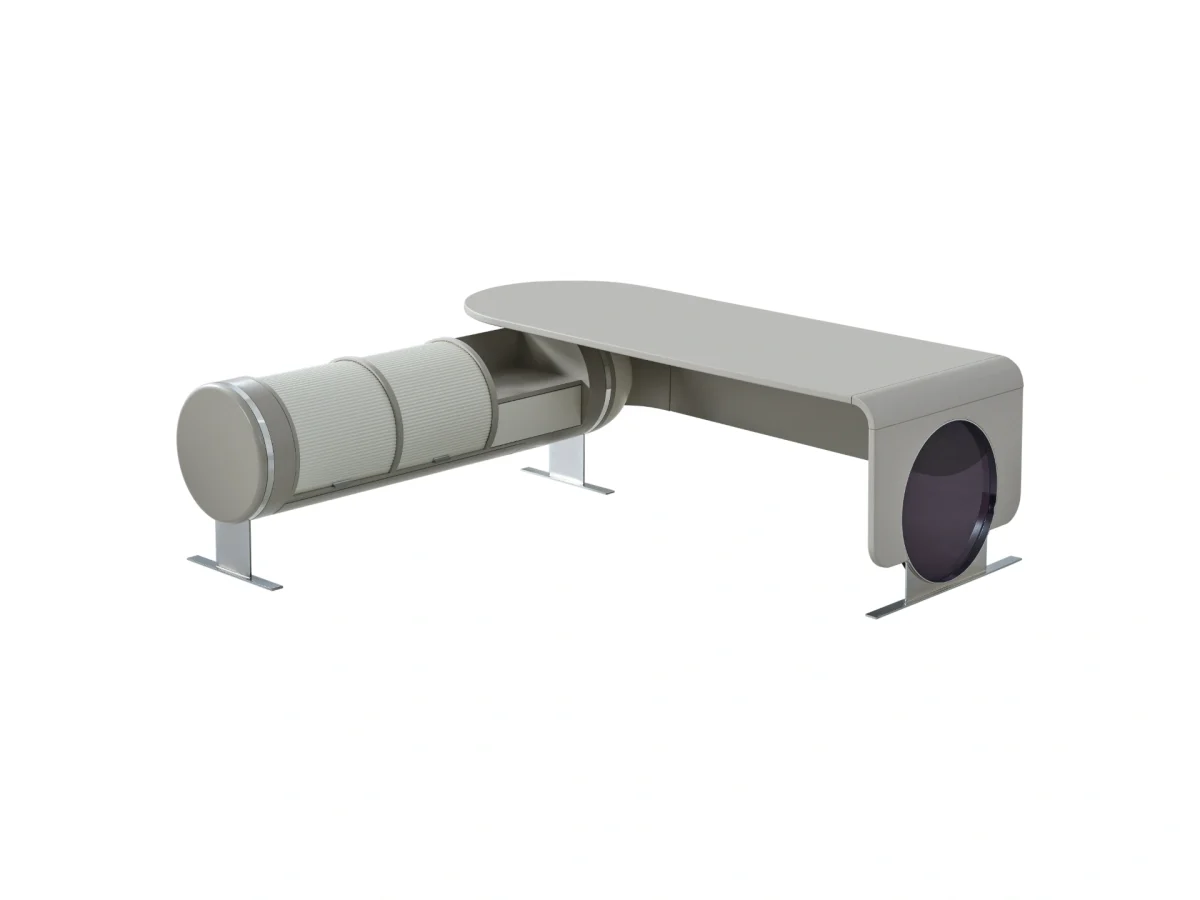 The Freya Office Desk is an architectural masterpiece for your office. With its bold L-shaped silhouette and space-age storage solutions, it redefines executive authority.