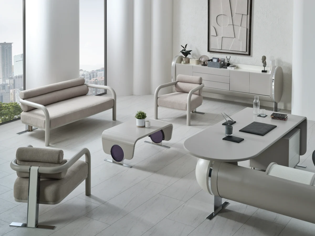 The Freya Office Set combines organic curves with professional elegance. It's a complete, futuristic solution for modern executives who value both avant-garde style and ergonomic comfort.